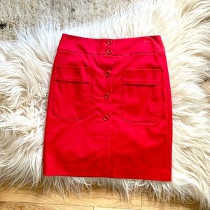 Theory Cherry Red Button Front Skirt
